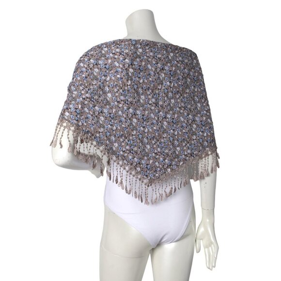 Boho Ditsy Floral Tassel Scarf Shawl Wrap | Prairie Cottagecore Spring Summer - Picture 4 of 7
